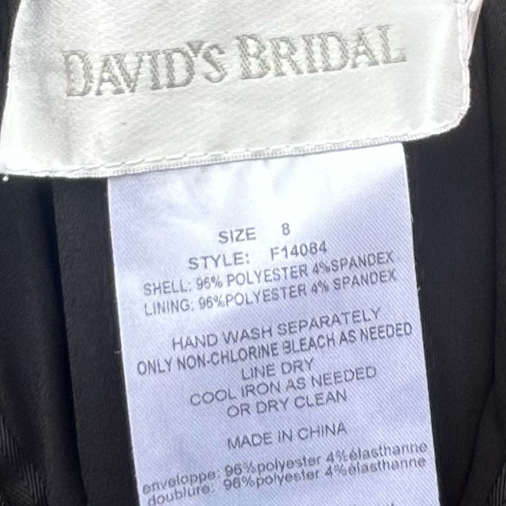 Sz 8-David’s Bridal black bridesmaid dress with beading under bust - Picture 5 of 6